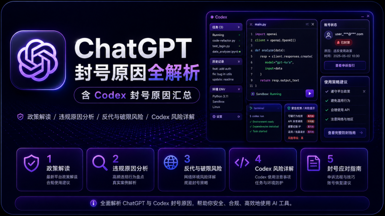 ChatGPT 与 Codex 为什么会被封号？2026 年最新封号原因全解析
